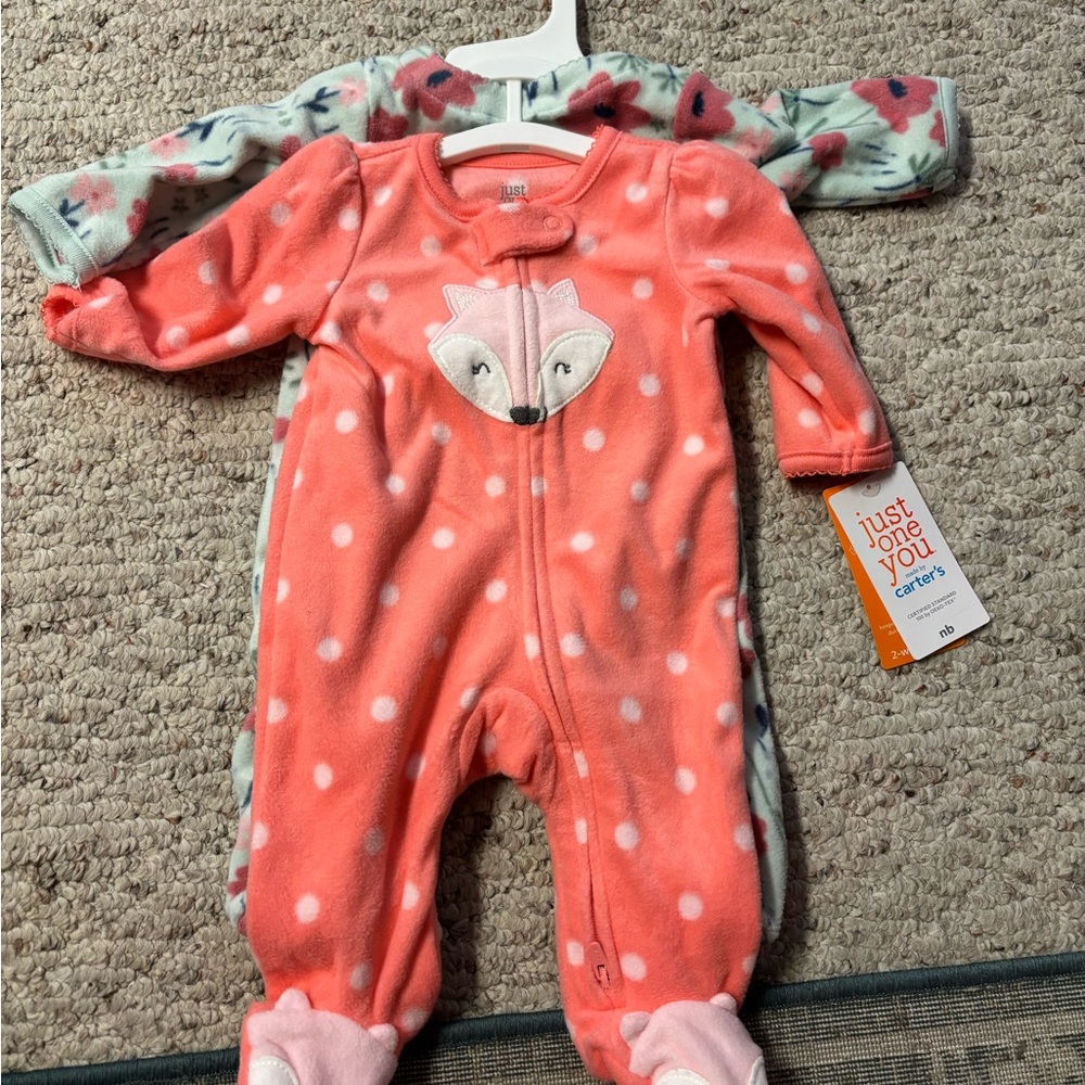 Carter's Coral and White Fox Footie